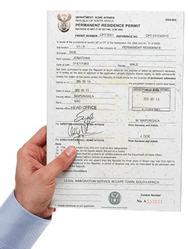 South african permanent residence certificate